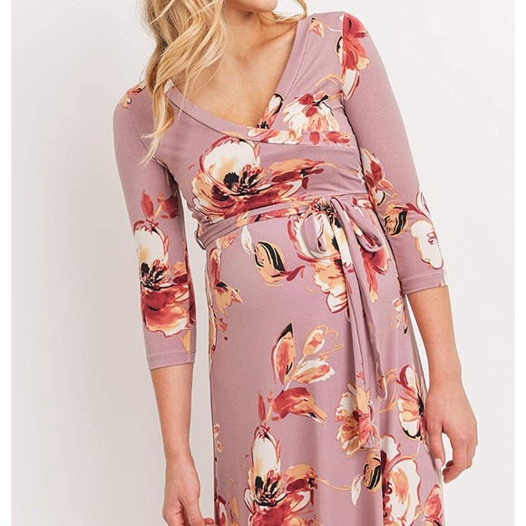 HELLO MIZ Brand Faux Wrap Maxi Maternity Dress - S - Picture 7 of 9